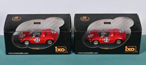 250 P: Two 1:43 scale ixo MODELS Ferrari 250 P models from Le Mans 1963. #22 as raced by M.Parkes - U.Maglioli (LMC070) & #23 as raced by J.Surtees - W.Mairesse (LMC071)