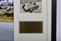 HAWTHORN: A Mike Hawthorn picture set. Black and white picture of Hawthorn racing a Lancia-Ferrari 801 at the German Grand Prix Nurburgring, 1957. Mike Hawthorn signature (COA attached in images) - 2