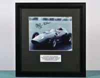 ALLISON: A black and white image of Cliff Allison racing a Ferrari 246 at the Dutch Grand Prix, Zandvoort 1959. Cliff Allison signature - 4