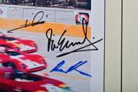 SEBRING: A colour picture from Sebring 12 Hours 1972 of Mario Andretti/Jacky Ickx/Tim Schenken racing a Ferrari 312PB & Vic Elford,/Helmut Marko racing a Alfa T33/TT/3. Picture signed by all drivers - 3