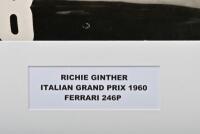 GINTHER: An impressive black and white image of Richie Ginther racing a Ferrari 246P at the 1960 Italian Grand Prix. Image signed by Richie Ginther. Markus Brandes CoA attached - 2