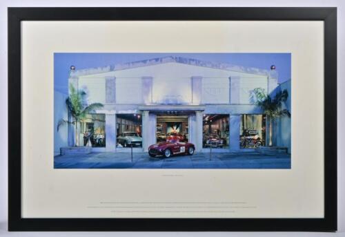 DUTTON: A "MAKE MINE RARE" JEFF DUTTON poster featuring a 1952 Ferrari 250MM Spyder. Framed and glazed
