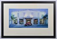 DUTTON: A "MAKE MINE RARE" JEFF DUTTON poster featuring a 1952 Ferrari 250MM Spyder. Framed and glazed