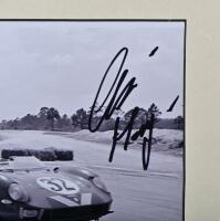 HAYNES: A black and white picture of Charlie Haynes racing a Ferrari 275 P at Sebring 12 Hours 1965. Charlie Hayes signature - 3