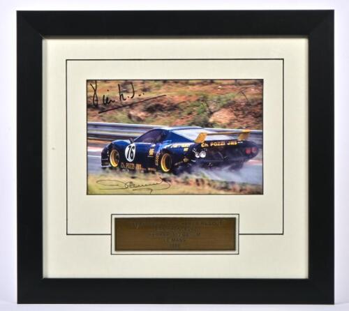DIEUDONNE/REGOUT/XHENCEVAL: A colour picture of Pierre Dieudonne, Hervie Regout and Jean Xhenceval racing a Ferrari 512BB/LM at Le Mans 1980. Picture signed by all drivers