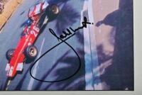 ICKX: A colour image of Jacky Ickx racing a Ferrari 312B at the Monaco Grand 1970. Jacky Ickx signature - 3