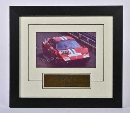 FACETTI: A colour picture of Carlo Facetti driving a Ferrari 365 GTB/4 at Le Mans 1972. Carlo Facetti signature