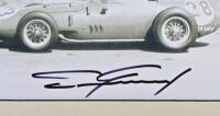 GURNEY: A black and white image of Dan Gurney racing a Ferrari Dino 246 at the French Grand Prix Reims 1959. Dan Gurney signature - 3