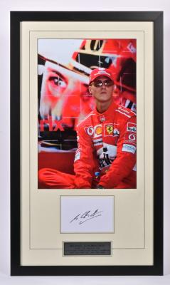 SCHUMACHER: A colour picture of Michael Schumacher. Michael Schumacher signature