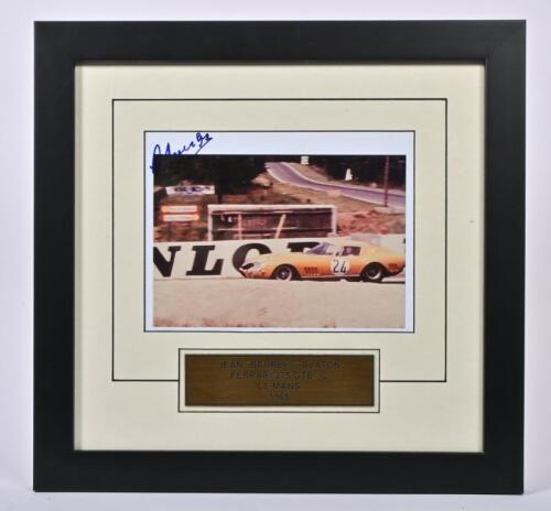 BLATON: A colour picture of 'JEAN "BEURLYS" BLATON racing a Ferrari 275 GTB/C at Le Mans 1965. Jean Blaton signature