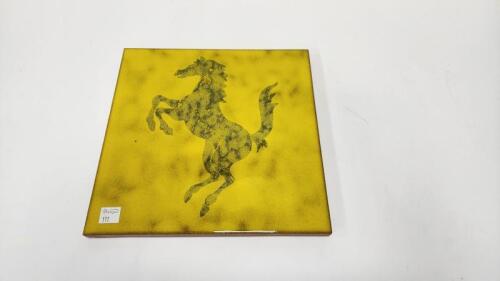 RISTORANTE&nbsp;CAVALLINO: A large ceramic tile from the Ferrari restaurant, unused, 25 x 25cm
