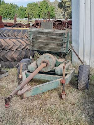 COMPRESSOR: A circa 1940  V-Twin air compressor on trailer, likely Army issue