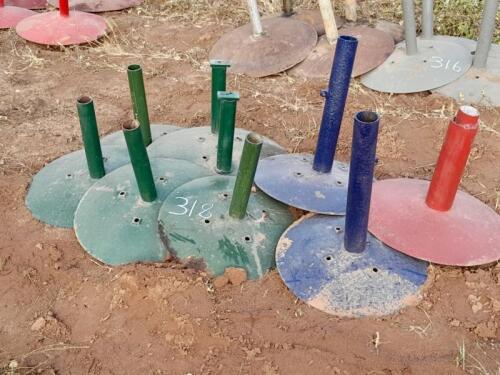 Eight tractor stands (green, blue & red)