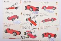 FERRARI: A set of 'Ferrari 1898 - 1998' postcards from Galleria Ferrari depicting a myriad of Ferrari race cars from '159 S SPORT' 47' to 'F1 '95'. Various Ferrari driver signatures including Jose Froilan Gonzalez, Paul Frere, Nino Vaccarella, Chris Amon, - 3