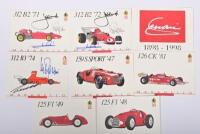 FERRARI: A set of 'Ferrari 1898 - 1998' postcards from Galleria Ferrari depicting a myriad of Ferrari race cars from '159 S SPORT' 47' to 'F1 '95'. Various Ferrari driver signatures including Jose Froilan Gonzalez, Paul Frere, Nino Vaccarella, Chris Amon, - 5