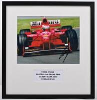 IRVINE: A colour picture of a Ferrari F300 as raced by Eddie Irvine at the AUSTRALIAN GRAND PRIX ALBERT PARK 1998. Picture signed by Eddie Irvine