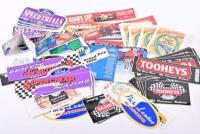 MOTOR RACING STICKERS: A large quantity of motor racing stickers relating to Australian motor sport. Australian Formula 1, Bathurst, Geelong Speed Trials stickers