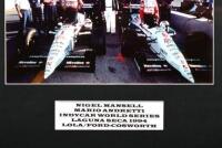 MANSELL/ANDRETTI: A colour picture of Nigel Mansell and Mario Andretti at the Indycar World Series, Laguna Seca 1994. Nigel Mansell & Mario Andretti signatures - 2