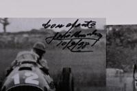 GONZALEZ: A small group of black and white images of Jose Froilan Gonzalez racing a Ferrari 375 F1 at various Grand Prix events including Monza and Silverstone. Jose Froilan Gonzalez signatures - 3