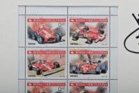 ARNOUX/ICKX: A framed 2001 BOSNA I HERCEGOVINA issued Ferrari stamp set depicting various Ferrari F1 race cars. Mounting signed by Rene Arnoux and Jacky Ickx - 4