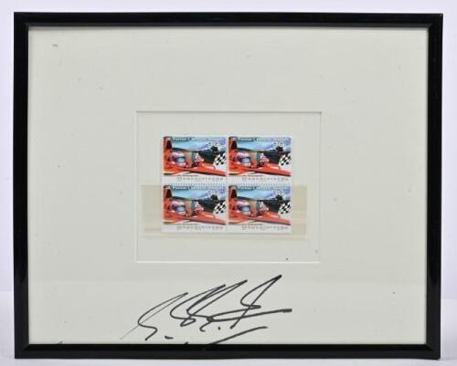 SCHUMACHER: A Hungarian set of four stamps depicting Michael Schumacher. Michael Schumacher signature