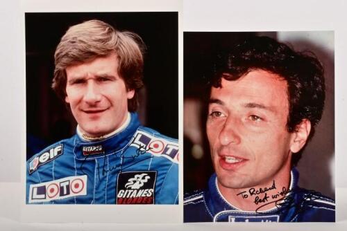 FORMULA 1: Two colour images of Formula 1 drivers from the 1992 Formula 1 season including Riccardo Patrese and Thierry Boutsen. Patrese & Boutsen signatures