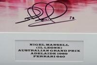 MANSELL: A colour picture of Nigel Mansell (Il Leone) racing a Ferrari 640 at the 1989 AUSTRALIAN GRAND PRIX, ADELAIDE. Nigel Mansell signature - 2