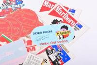 FORMULA 1 STICKERS: A large quantity of period Formula 1 stickers including 'AVIA Fittipaldi', 'HARIBO - DIDIER PIRONI','RACING ELF TEAM' - 4