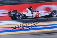 SALO: Three colour pictures of Mika Salo racing a BAR Honda at various Grand Prix's from 2004 and 2005. Mika Salo signatures - 3