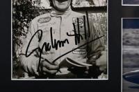 HILL: A black and white picture set of Graham Hill. Driver picture signed by Graham Hill - 2