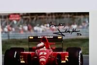 FERRARI: Two colour images of Ferrari F1 cars from the 1990's. Jean Alesi & Nicola Larini signatures - 2