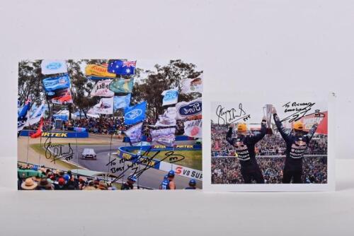 BATHURST 2015: Two colour images from Bathurst 2015 depicting winners Craig Lowndes and Steven Richards. Both images signed by Lowndes & Richards