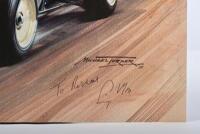 MOSS: A Michael Turner print from 1995 of Stirling Moss racing a Lotus Climax at the 1961 Monaco Grand Prix, Monte Carlo. Stirling Moss signature - 2