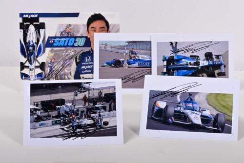SATO: Five Takuma Sato signed Rahal Letterman Lanigan Racing IndyCar pictures and driver profile card