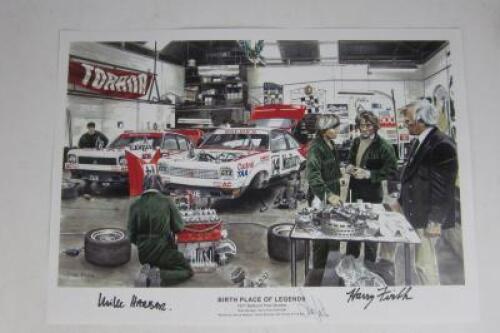 HOLDEN: A print titled &lsquo;Birth Place of Legends&rsquo;&nbsp;(signed Firth and Tate)
