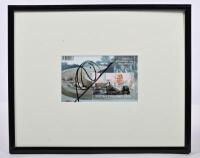 HAKKINEN: A stamp picture set featuring 1998 FORMULA 1 WORLD CHAMPION MIKA HAKKINEN Finnish stamps. Stamp set signed by Mika Hakkinen