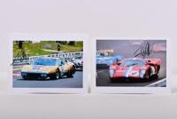 PILETTE: Two colour images on photographic paper of Teddy Pilette racing at Le Mans. Lola T70 from Le Mans 1970 & Ferrari 512BB from Le Mans 1978. Teddy Pilette signatures