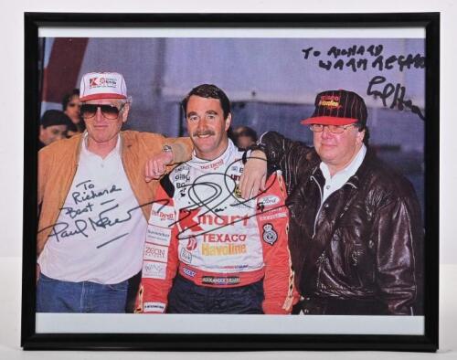 MANSELL: A colour picture signed by Nigel Mansell, Paul Newman and Carl Haas from Indy Car