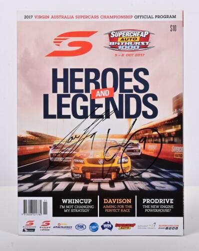 BATHURST: A 'SUPERCHEAP AUTO BATHURST 1000, 5 - 8 OCT 2017' Official Program. Front cover signed by 2017 Bathurst 1000 winners Dave Reynolds and Luke Youlden