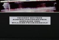 BOUTSEN: A colour picture of Thierry Boutsen racing the Williams FW13B-RENAULT at the Australian Grand Prix, Adelaide 1990. Thierry Boutsen signature - 3