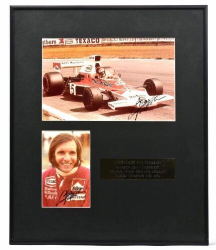 FITTIPALDI: A colour picture set of Emerson Fittipaldi from the Belgian Grand Prix, 1974 Nivelles. Picture of McLaren M23-Cosworth signed by Emerson Fittipaldi