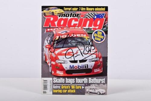 AUSTRALIAN MOTOR RACING: A Nov/Dec/Jan 2002 (No.71) issue of 'motor Racing Australia' magazine. Cover signed by Mark Skaife & Jim Richards