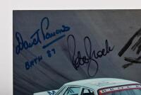 BATHURST 1987: An original colour picture by Ian Smith of Peter Brock, David Parsons, Peter McLeod racing a VL Commodore SS Group A to victory at the 1987 James Hardie 1000. Picture with driver signatures - 2