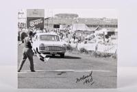 COAD: A black and white picture of Frank Coad racing a Vauxhall Cresta to victory at the 1960 Armstrong 500. Frank Coad signature