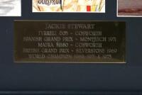 STEWART: A three colour picture display of Jackie Stewart and associated racing cars. Tyrell & Matra pictures signed by Jackie Stewart - 5