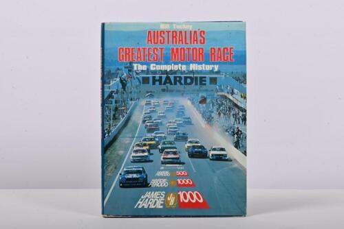 BATHURST: 'AUSTRALIA'S GREATEST MOTOR RACE' hardcover book by Bill Tuckey. Book signed by a myriad of Bathurst drivers including Fred Gibson, Bob Holden, Dick Johnson. Superb collection of Bathurst signatures