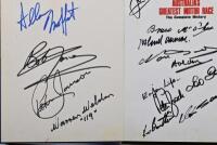 BATHURST: 'AUSTRALIA'S GREATEST MOTOR RACE' hardcover book by Bill Tuckey. Book signed by a myriad of Bathurst drivers including Fred Gibson, Bob Holden, Dick Johnson. Superb collection of Bathurst signatures - 6