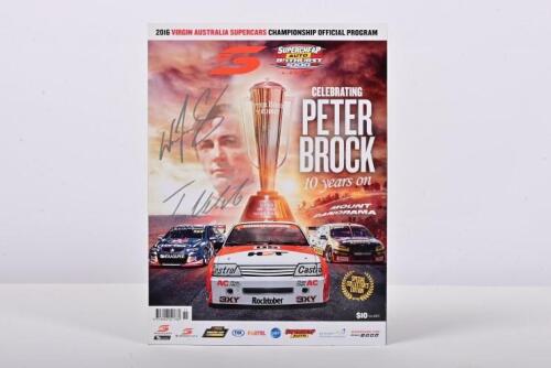 BATHURST: A 'SUPERCHEAP AUTO BATHURST 1000, 6 - 9 OCT 2016' Official Program. Front cover signed by 2016 Bathurst 1000 winners Will Davison and Jonathon Webb