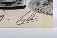 BATHURST 1983: An original Ian Smith black and white image of Peter Brock, John Harvey, Larry Perkins racing a Holden VH Commodore SS to victory at the 1983 James Hardie 1000. Brock, Harvey, Perkins signatures - 4