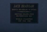 BRABHAM: A two image picture set of Sir Jack Brabham racing a Repco Brabham V8 BT24/1 at the BRITISH GRAND PRIX SILVERSTONE 1967. Sir Jack Brabham signed picture of a Repco Brabham V8 BT24/1 - 3